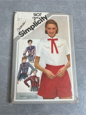 Simplicity 5107 Misses’ Western Shirts and Tie - Vintage Sewing Pattern size 12